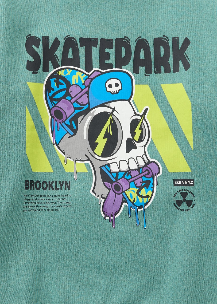 Boys Green Skate Park Sweatshirt (7-15yrs)