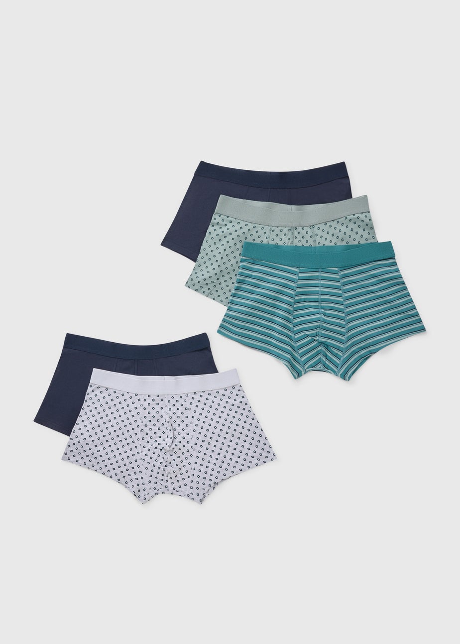 5 Pack Sage Geometric Printed Hipsters