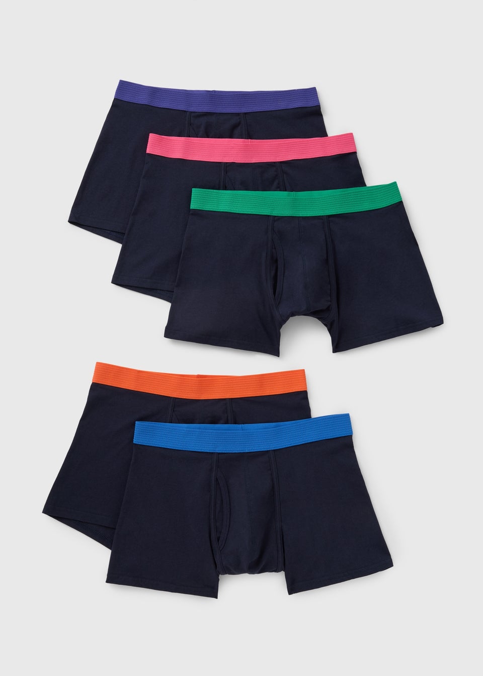 5 Pack Navy Neon Waistband Keyhole Boxers