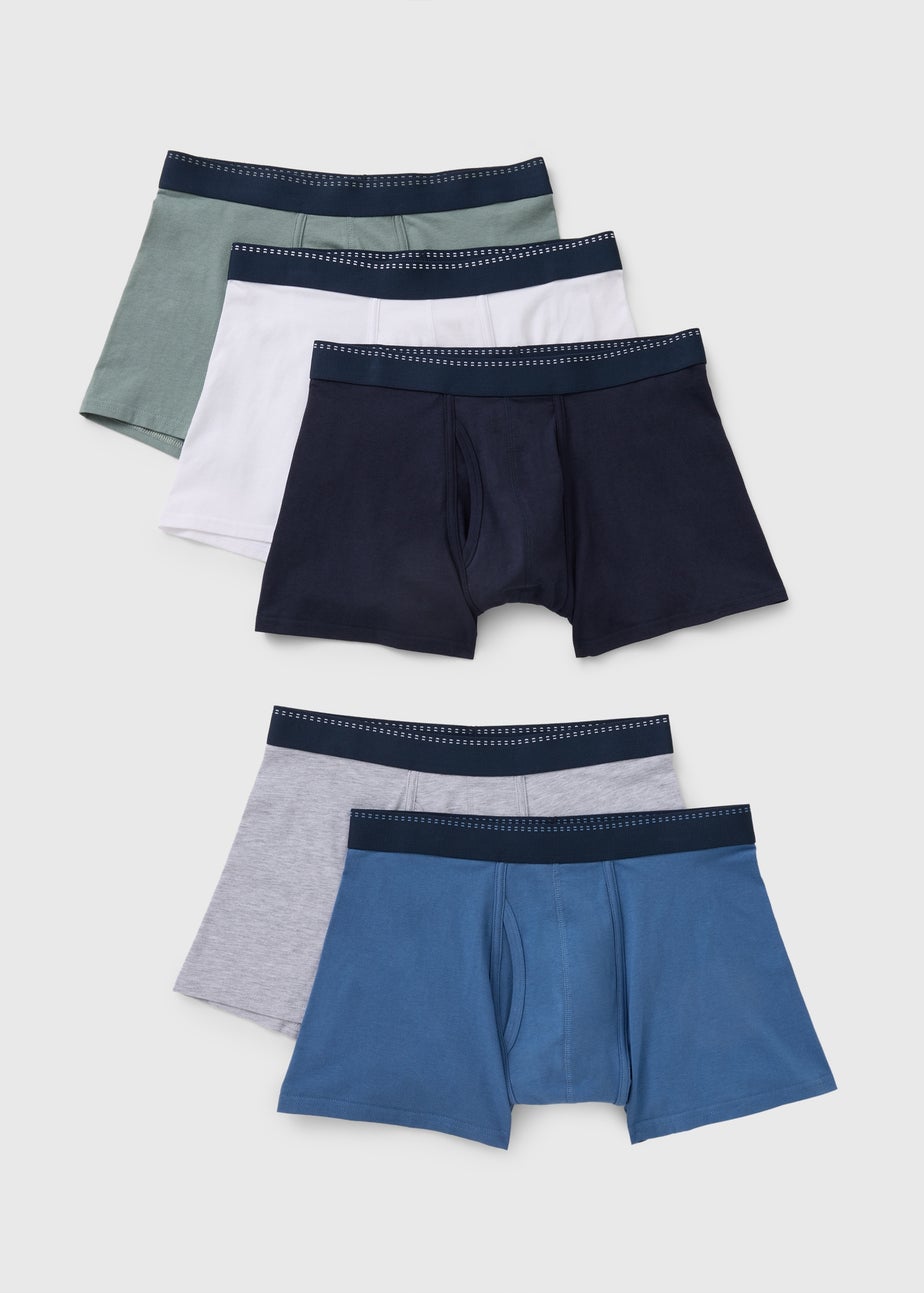 5 Pack Multi Colour Plain Keyhole Boxers