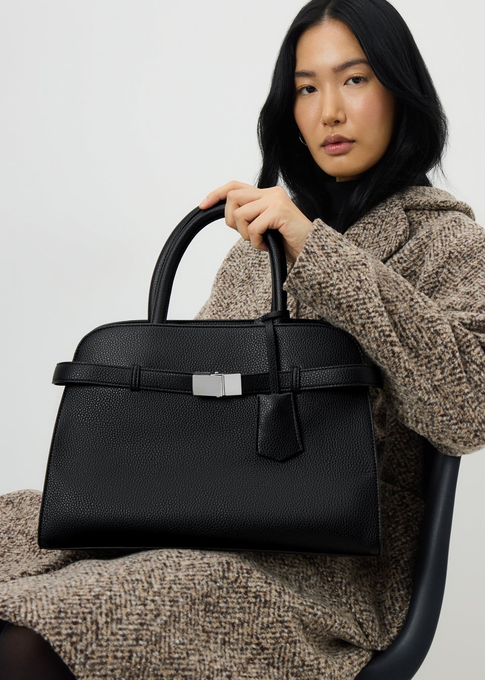 Black Top Handle Bag