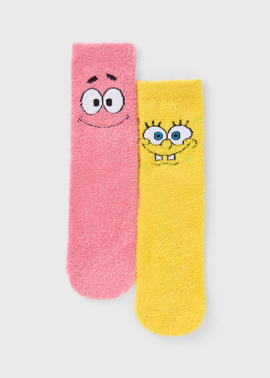SpongeBob 2 Pack Boys Yellow Cosy Socks (Younger 6-Older 6.5)