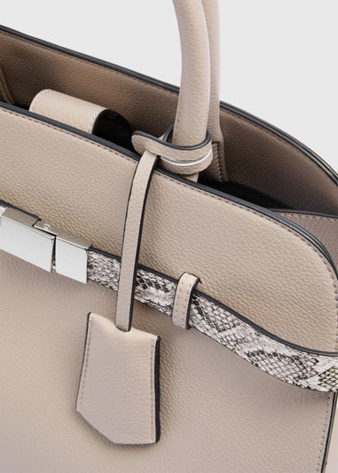 Taupe Snake Print Detail Bag