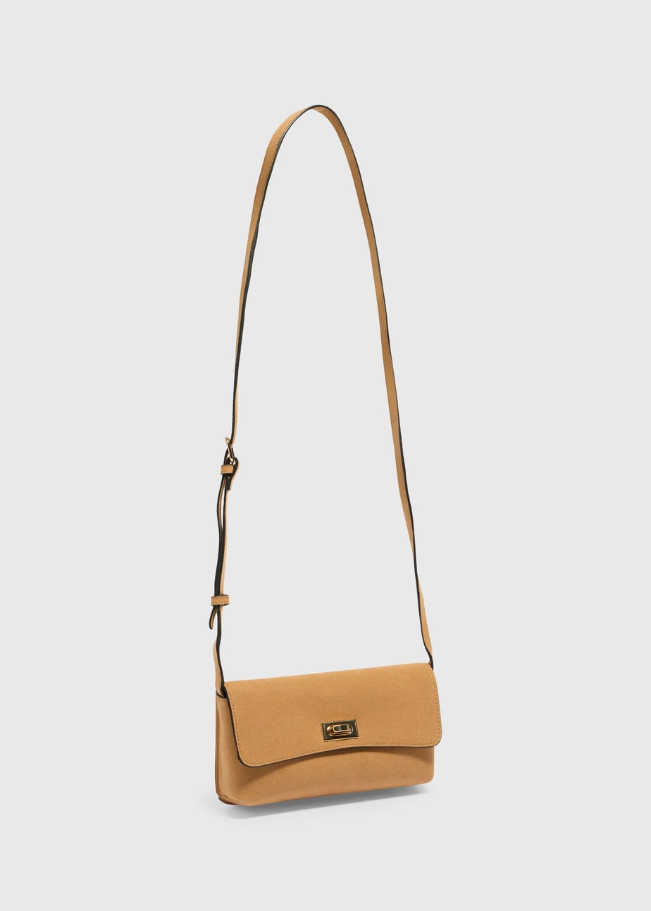 Tan Faux Suede Cross Body Bag