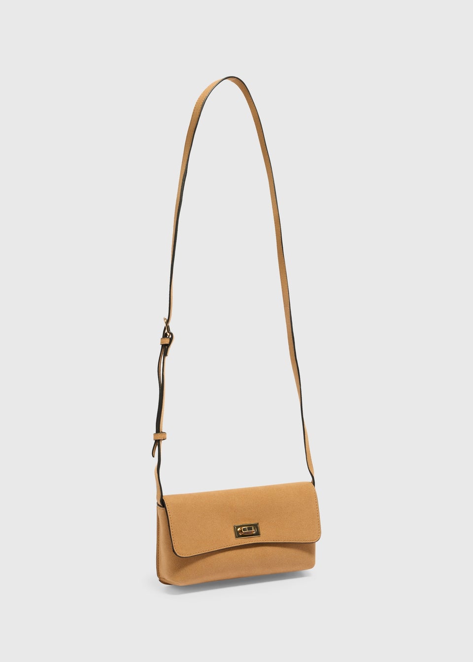 Tan Faux Suede Cross Body Bag