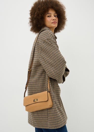 Tan Faux Suede Cross Body Bag