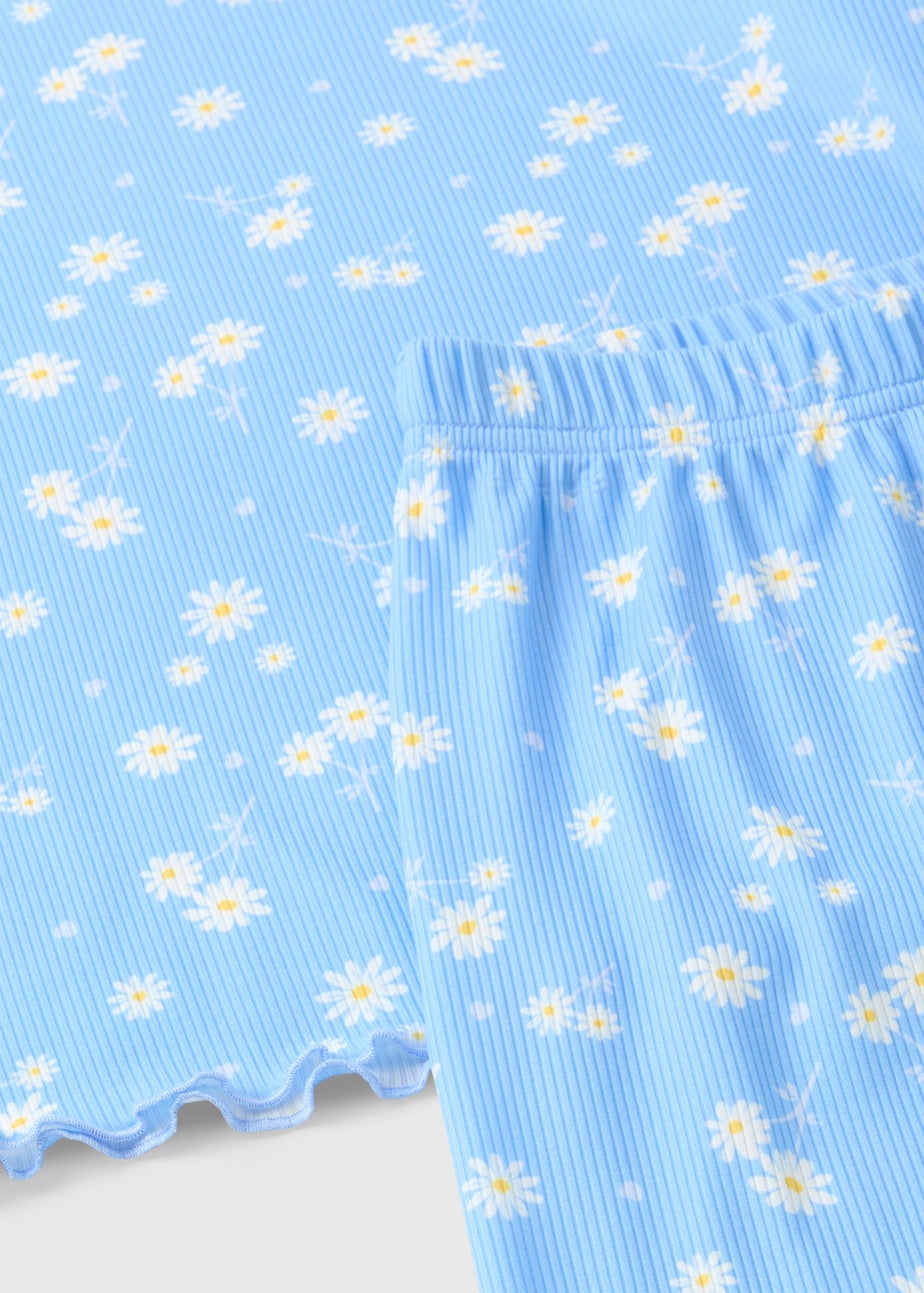 Girls Blue Daisy Pyjama Set (4-13yrs)