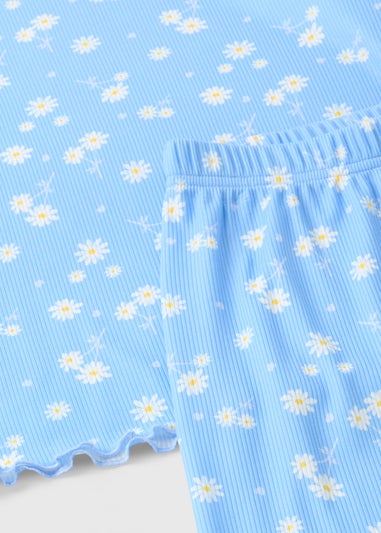 Girls Blue Daisy Pyjama Set (4-13yrs)