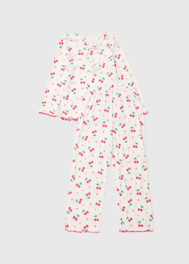 Girls White Cherry Pyjama Set (7-13yrs)