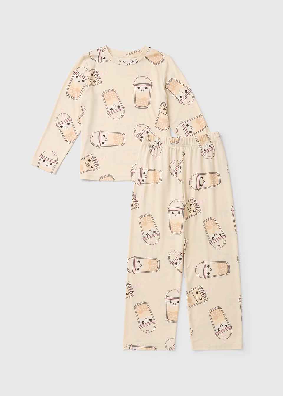 Girls Cream Boba Tea Pyjama Set (7-13yrs)