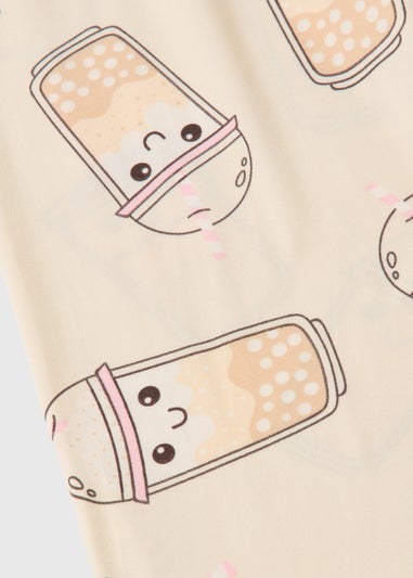 Girls Cream Boba Tea Pyjama Set (7-13yrs)