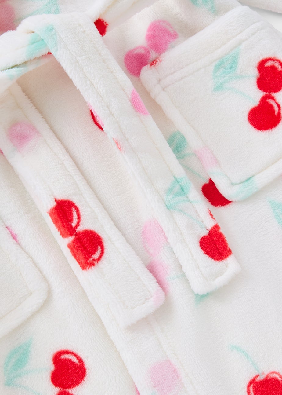 Girls Cream Cherry Dressing Gown (1-13yrs)