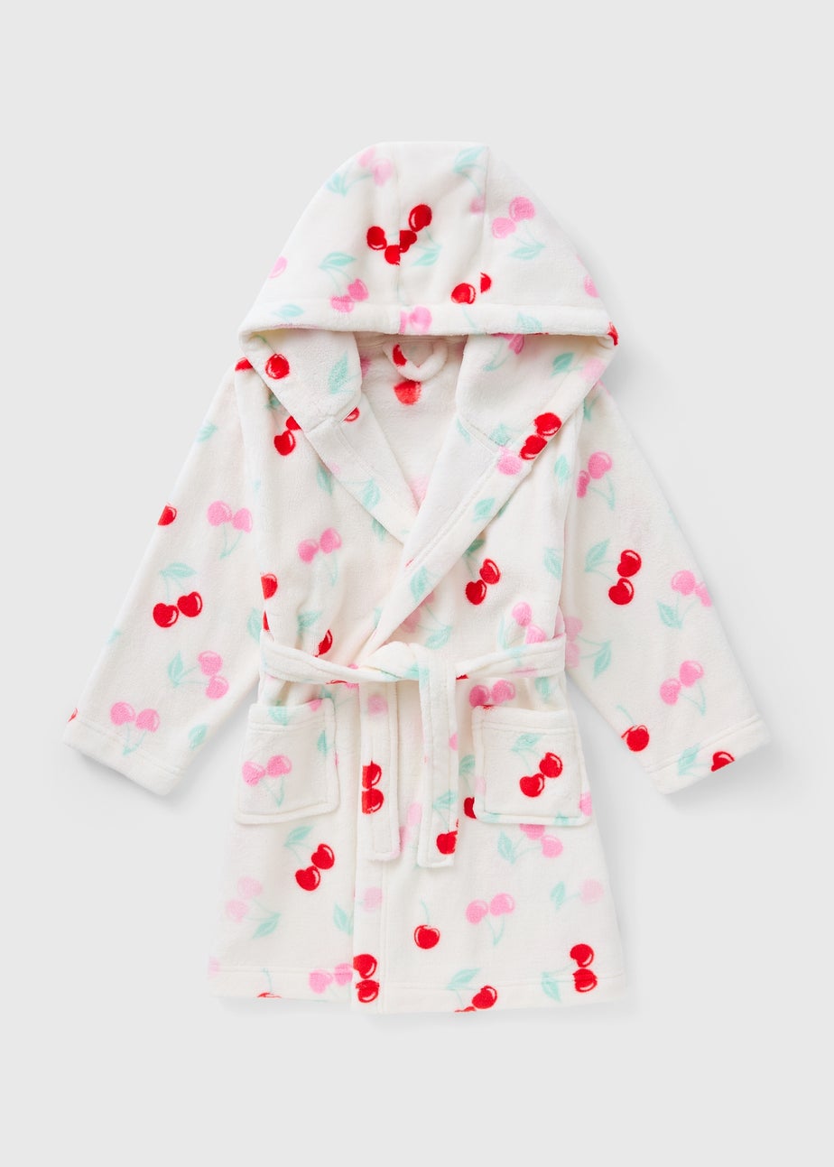 Girls Cream Cherry Dressing Gown (1-13yrs)