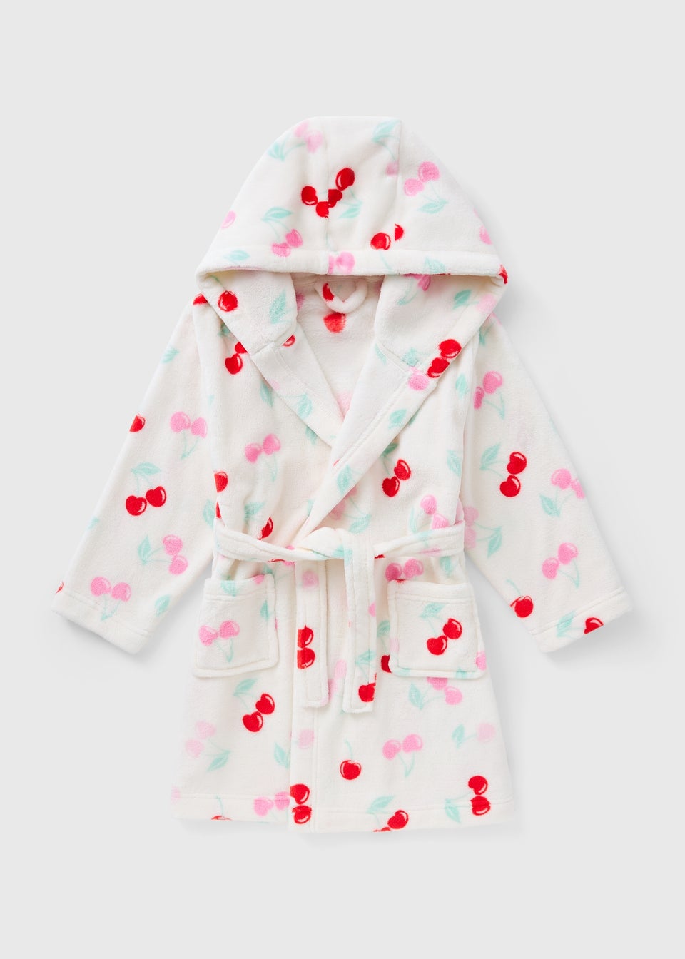 Girls Cream Cherry Dressing Gown (1-13yrs)