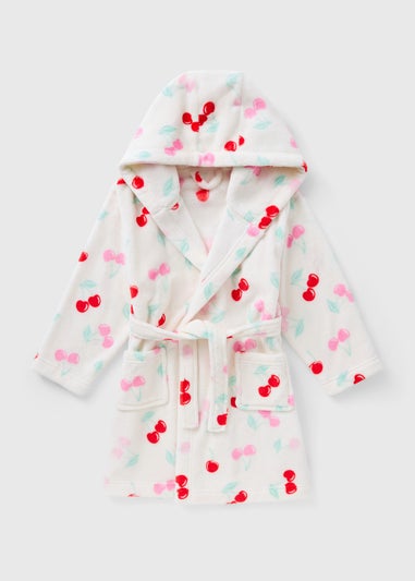 Girls Cream Cherry Dressing Gown (1-13yrs)