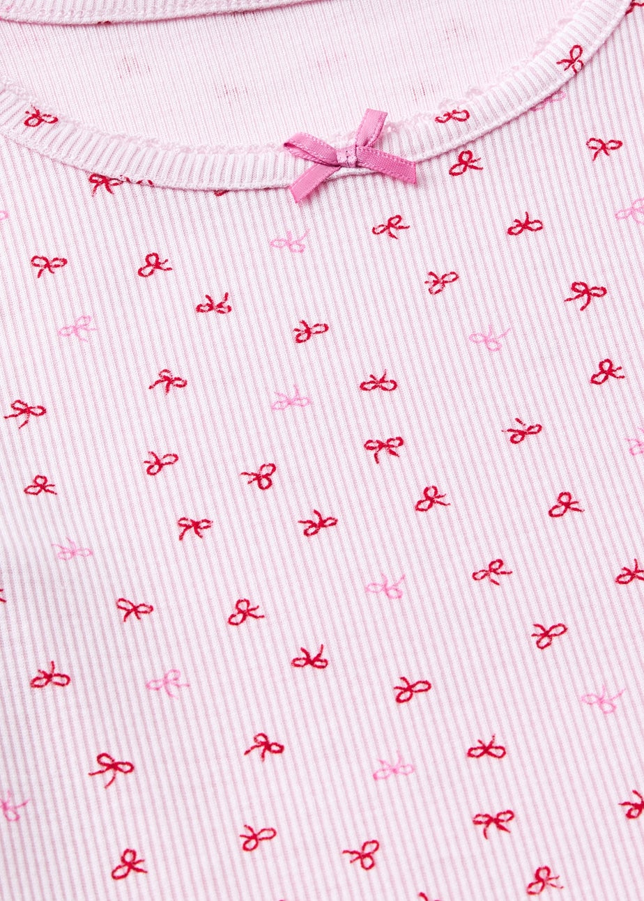 Girls Pink Bow Ribbed Pyjama Set (4-13yrs)