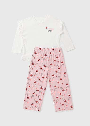 Girls Pink Love Bug Pyjama Set (1-7yrs)