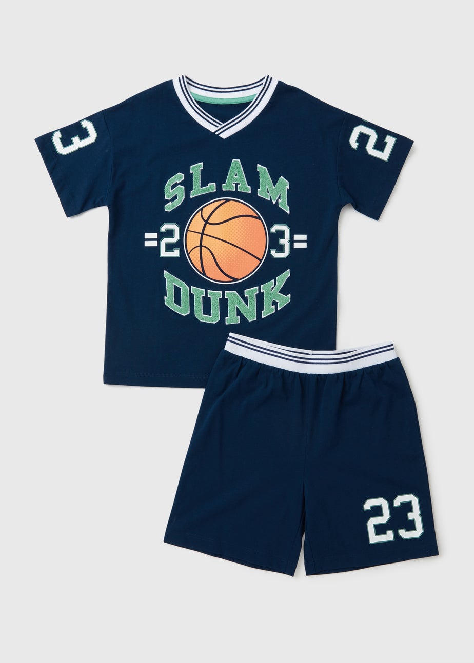 Boys Navy Slam Dunk Top & Short Set (7-13yrs)