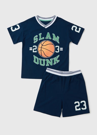 Boys Navy Slam Dunk Top & Short Set (7-13yrs)