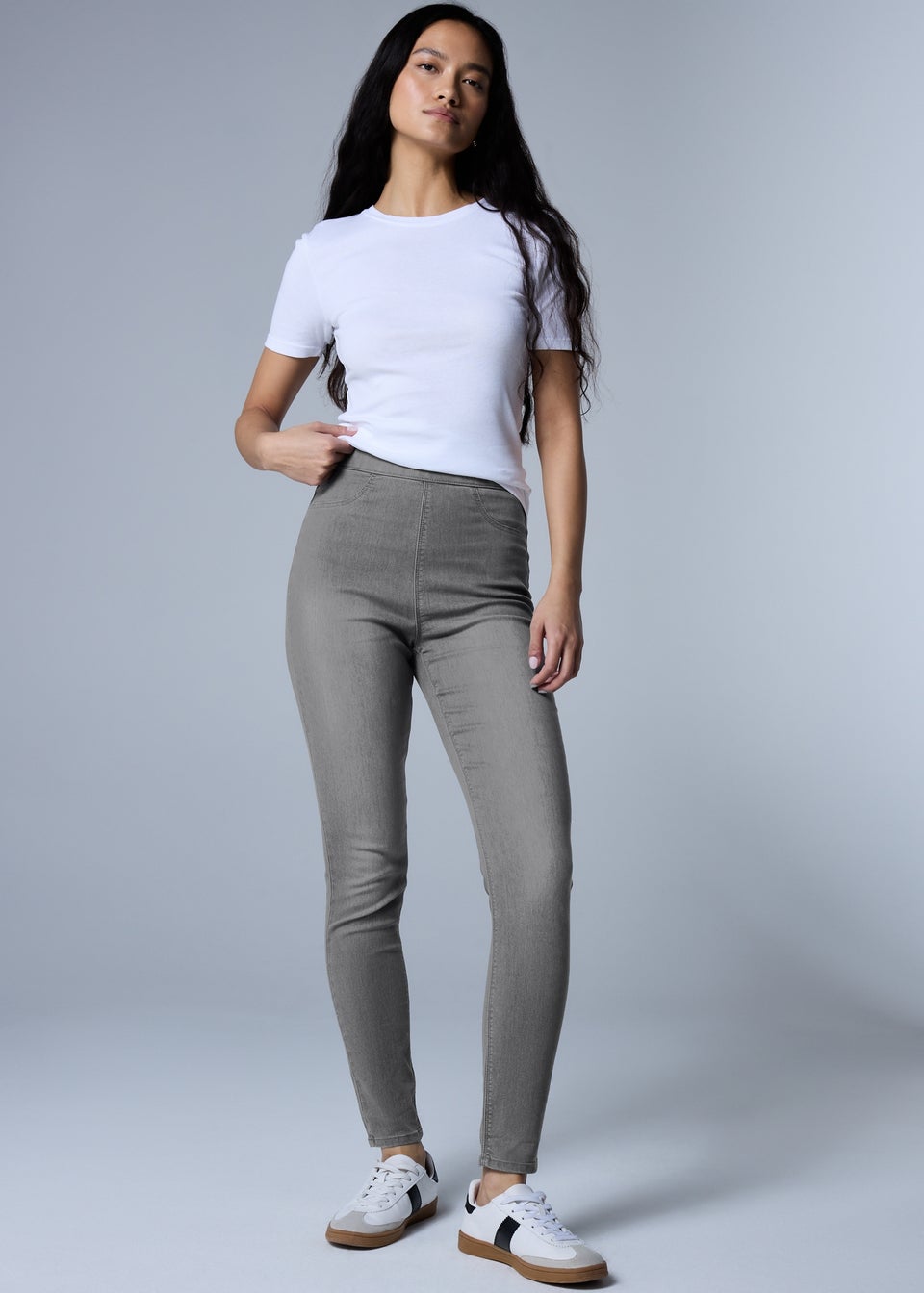 Rose Grey Pull On Jeggings