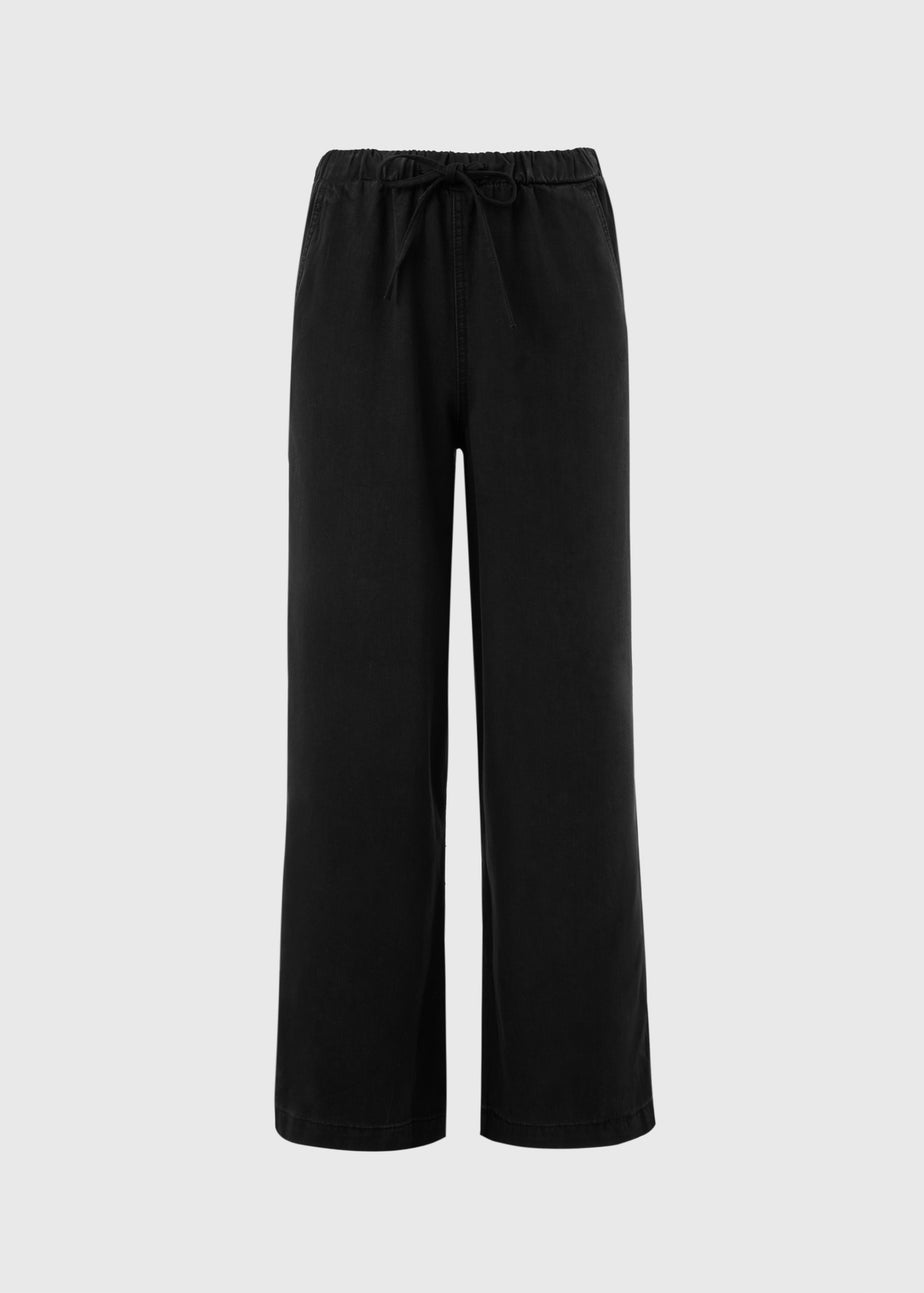 Black Comfort Fit Wide Leg Jeans