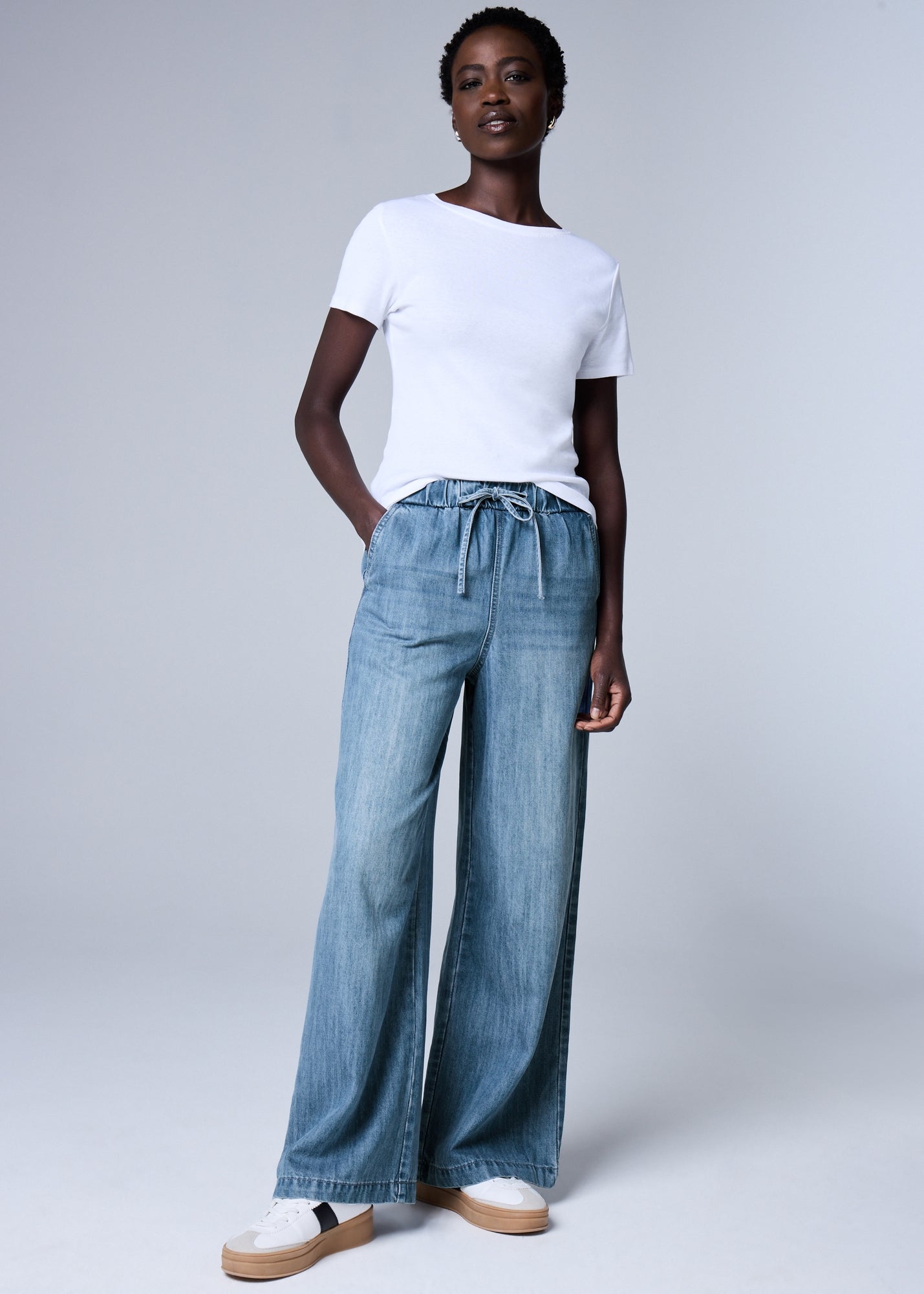 Midwash Comfort Wide Leg Jeans - Matalan