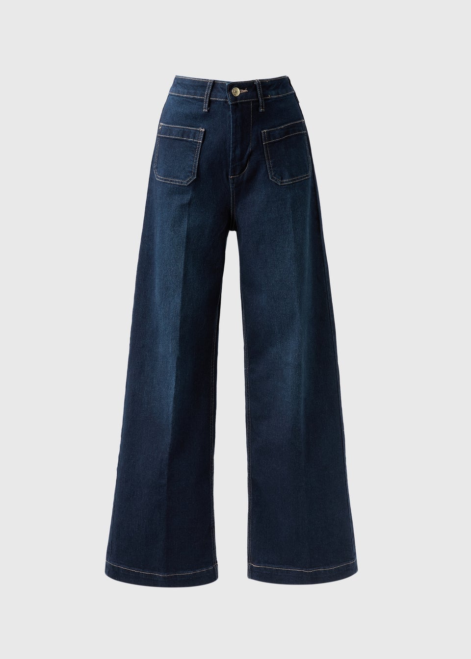 Indigo Blue Pocket Front Wide Leg Jeans