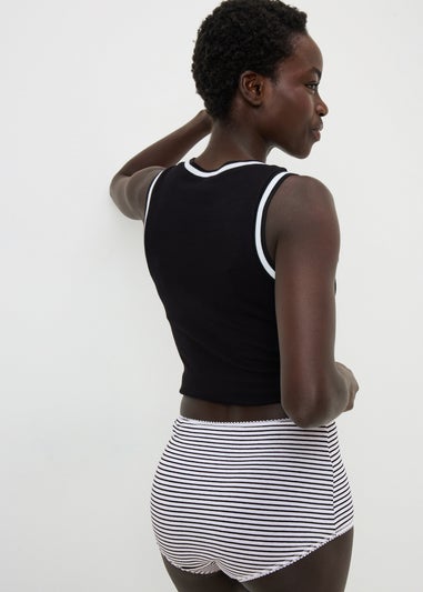 5 Pack Black Printed Full Knickers