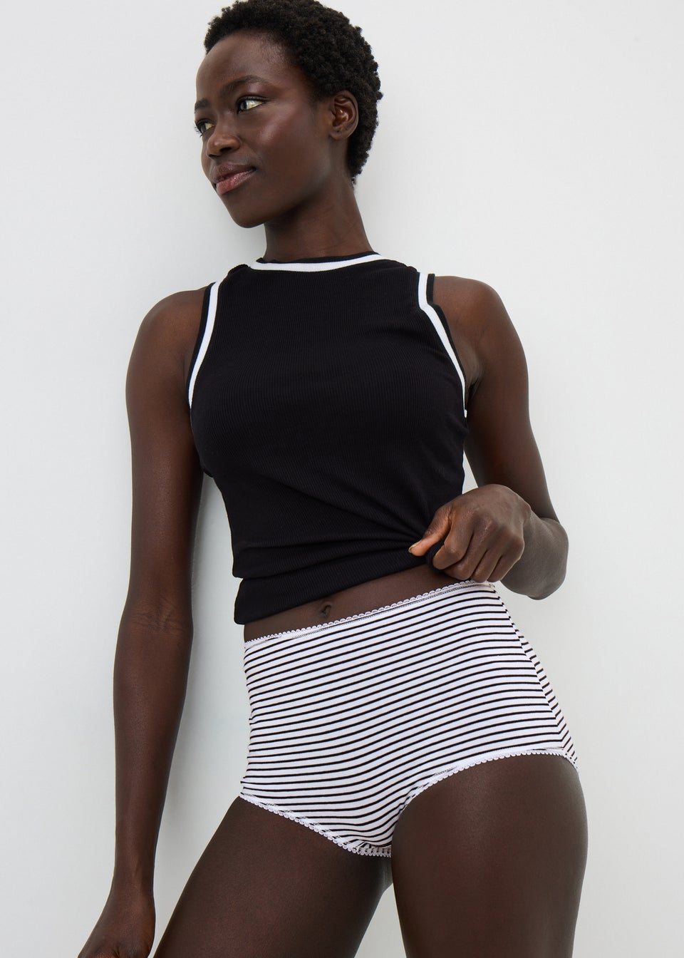 5 Pack Black Printed Full Knickers