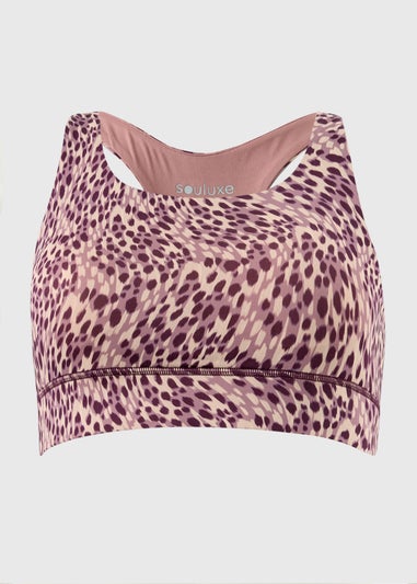 Souluxe Rose Leopard Print Sports Crop Top