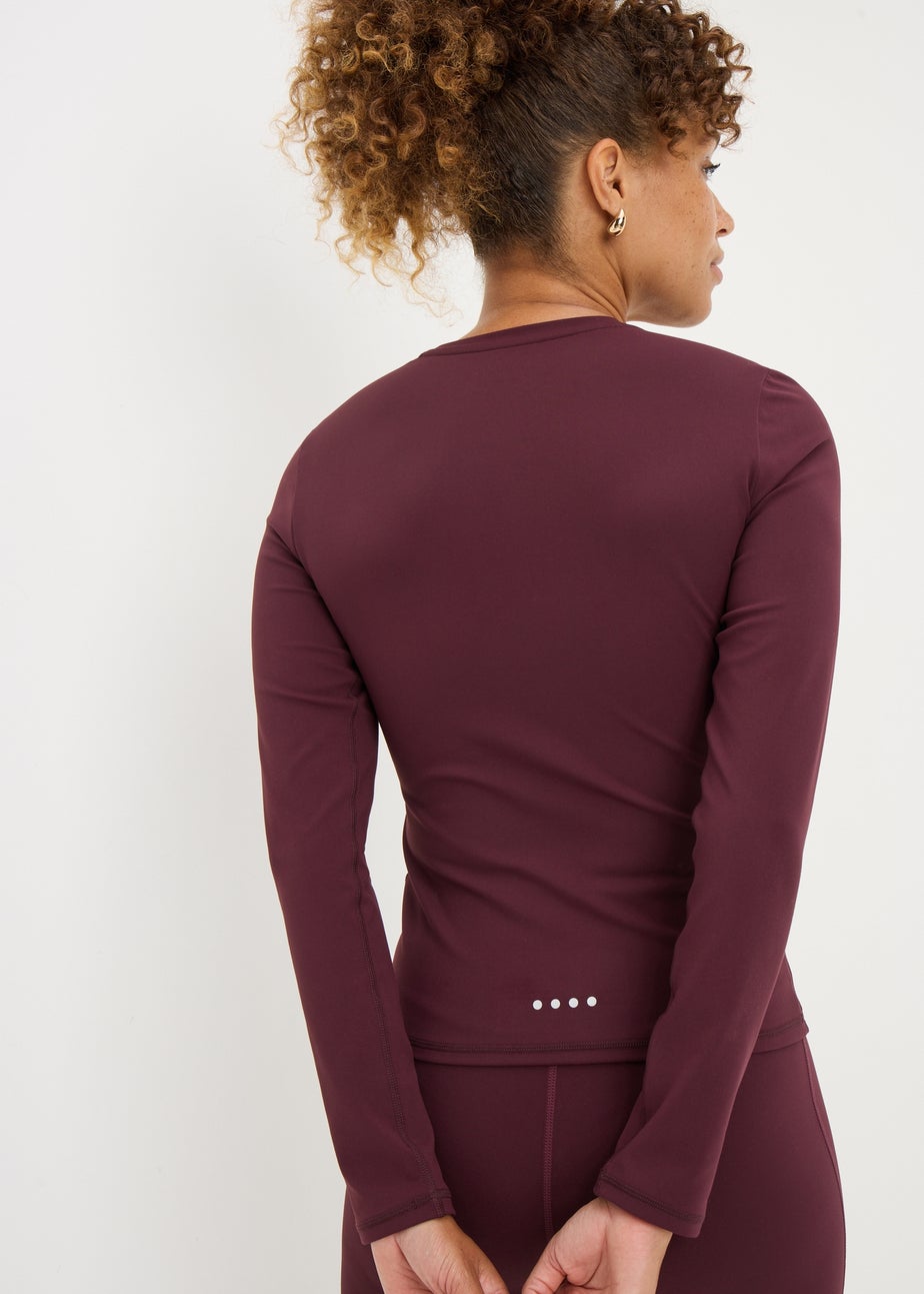 Souluxe Burgundy Fitted Long Sleeve Sports T-Shirt
