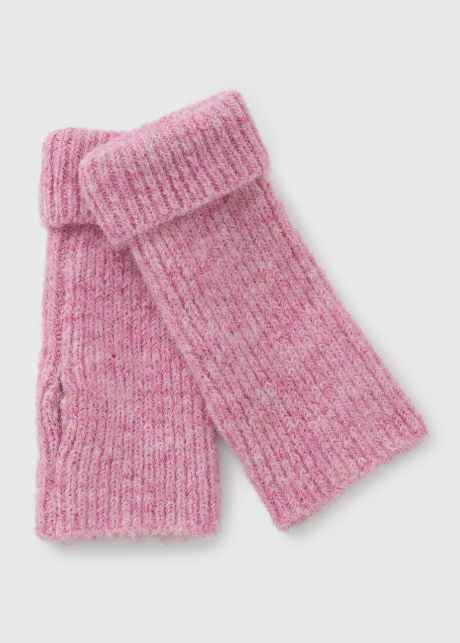 Pink Ribbed Fingerless Gloves
