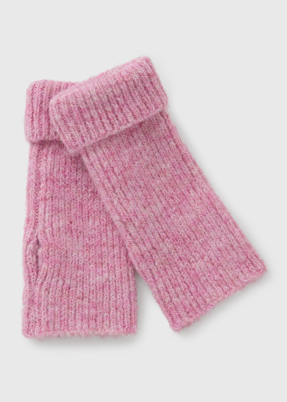 Pink Ribbed Fingerless Gloves