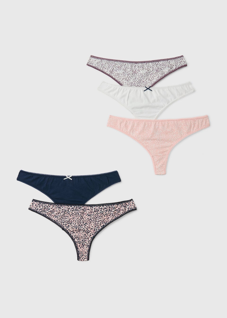 5 Pack Multi Animal Print Thongs