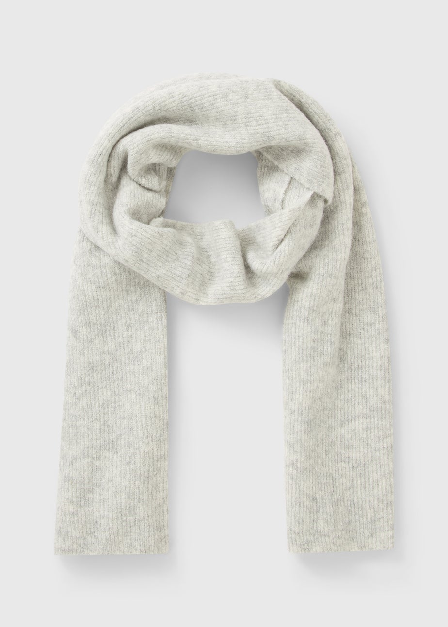 Grey Rib Knit Scarf