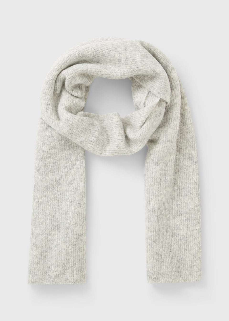 Grey Rib Knit Scarf