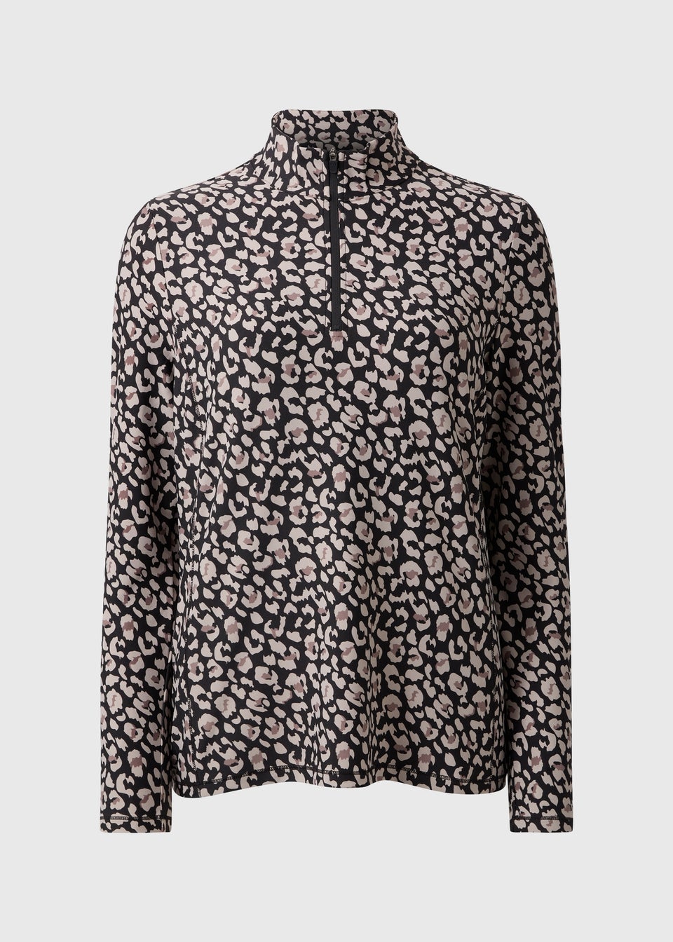 Souluxe Black Leopard Half Zip Top
