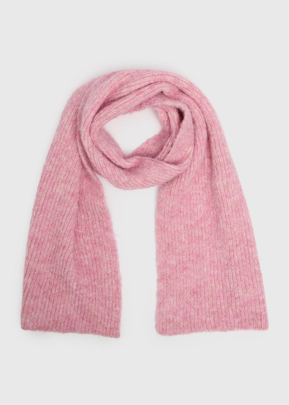 Pink Ribbed Knitted Scarf