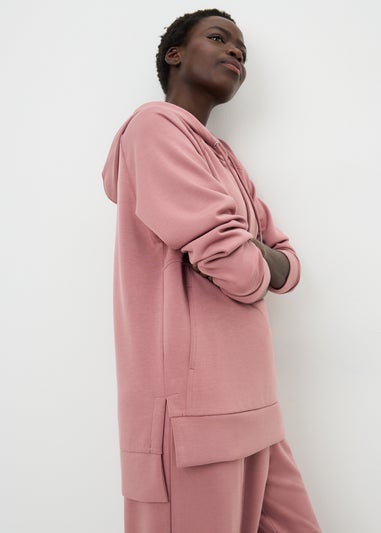 Souluxe Rose Sand Wash Longline Hoodie