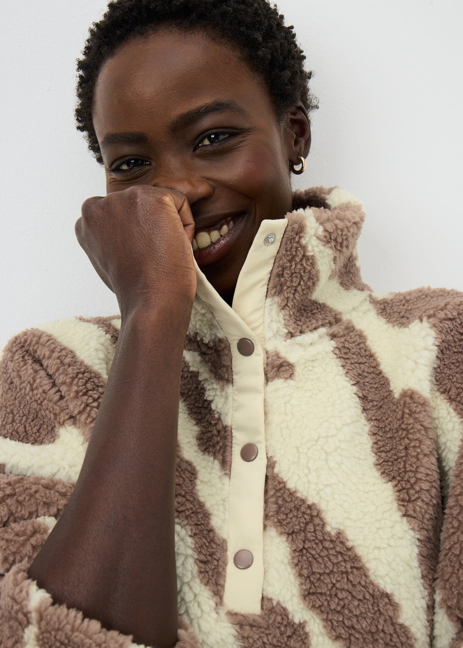 Souluxe Brown Zebra Borg Jumper