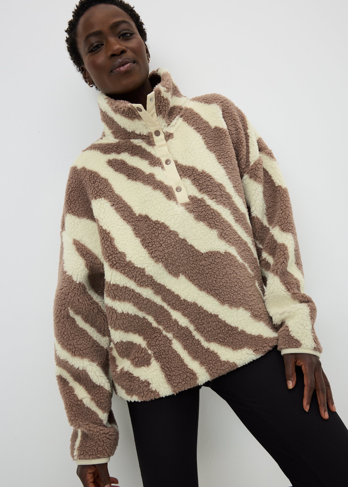 Souluxe Brown Zebra Borg Jumper - Matalan