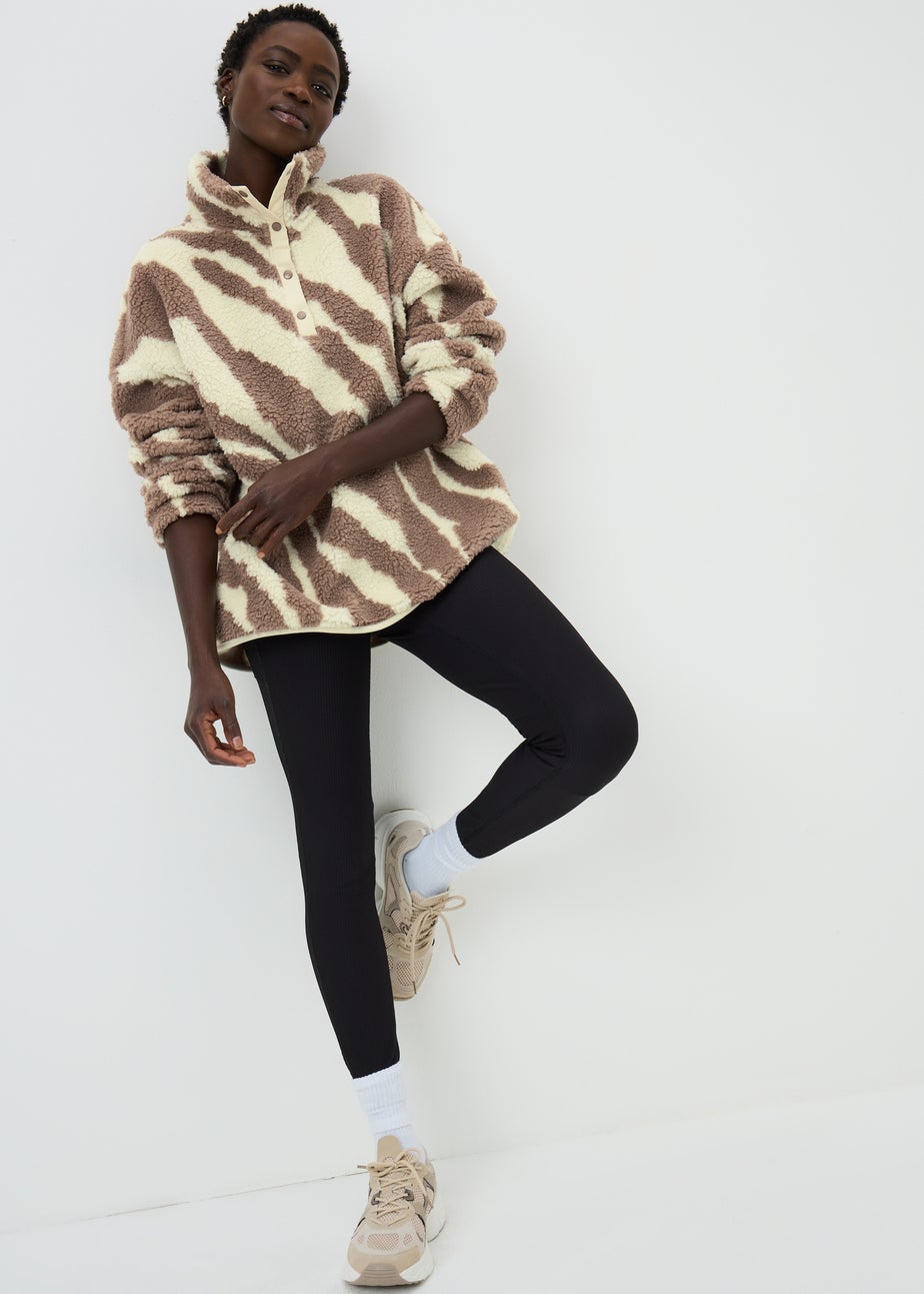 Souluxe Brown Zebra Borg Jumper