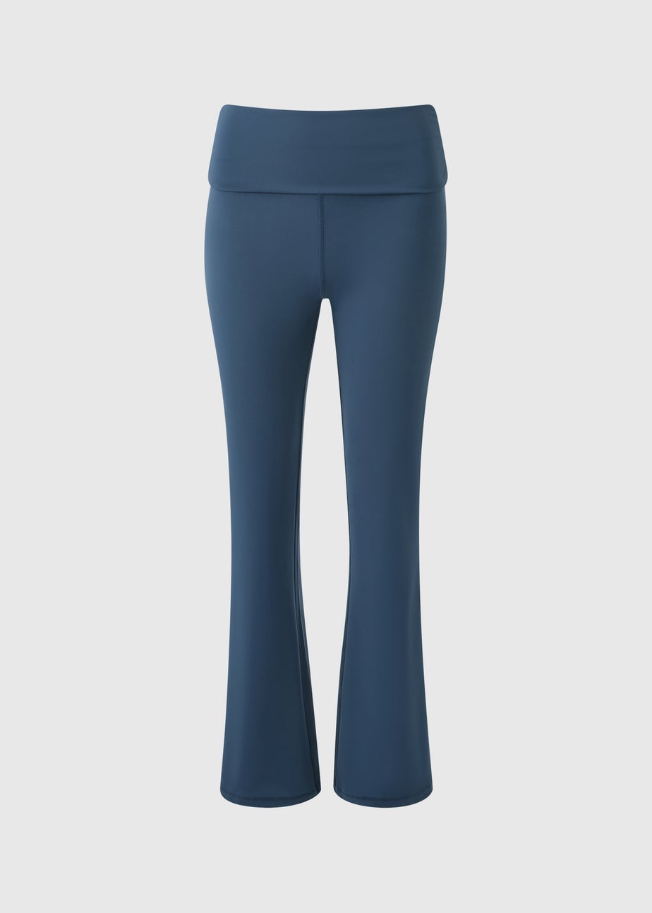 Navy Foldover Flare Leggings