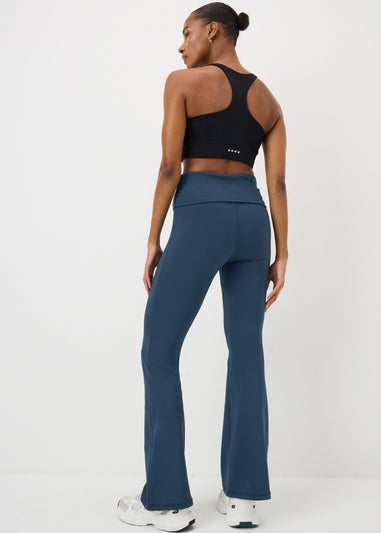 Navy Foldover Flare Leggings