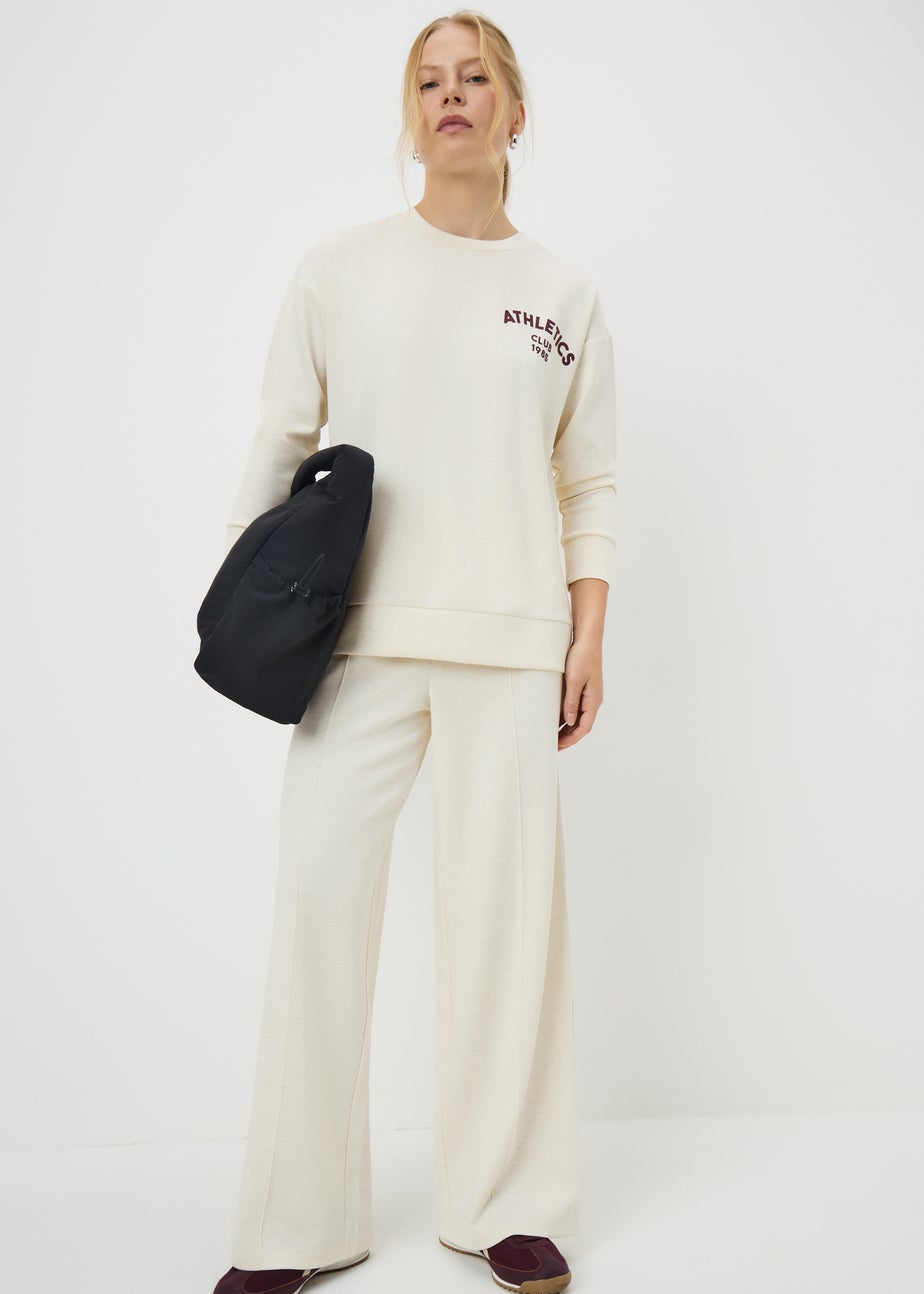 Souluxe Oatmeal Wide Leg Jogging Bottoms
