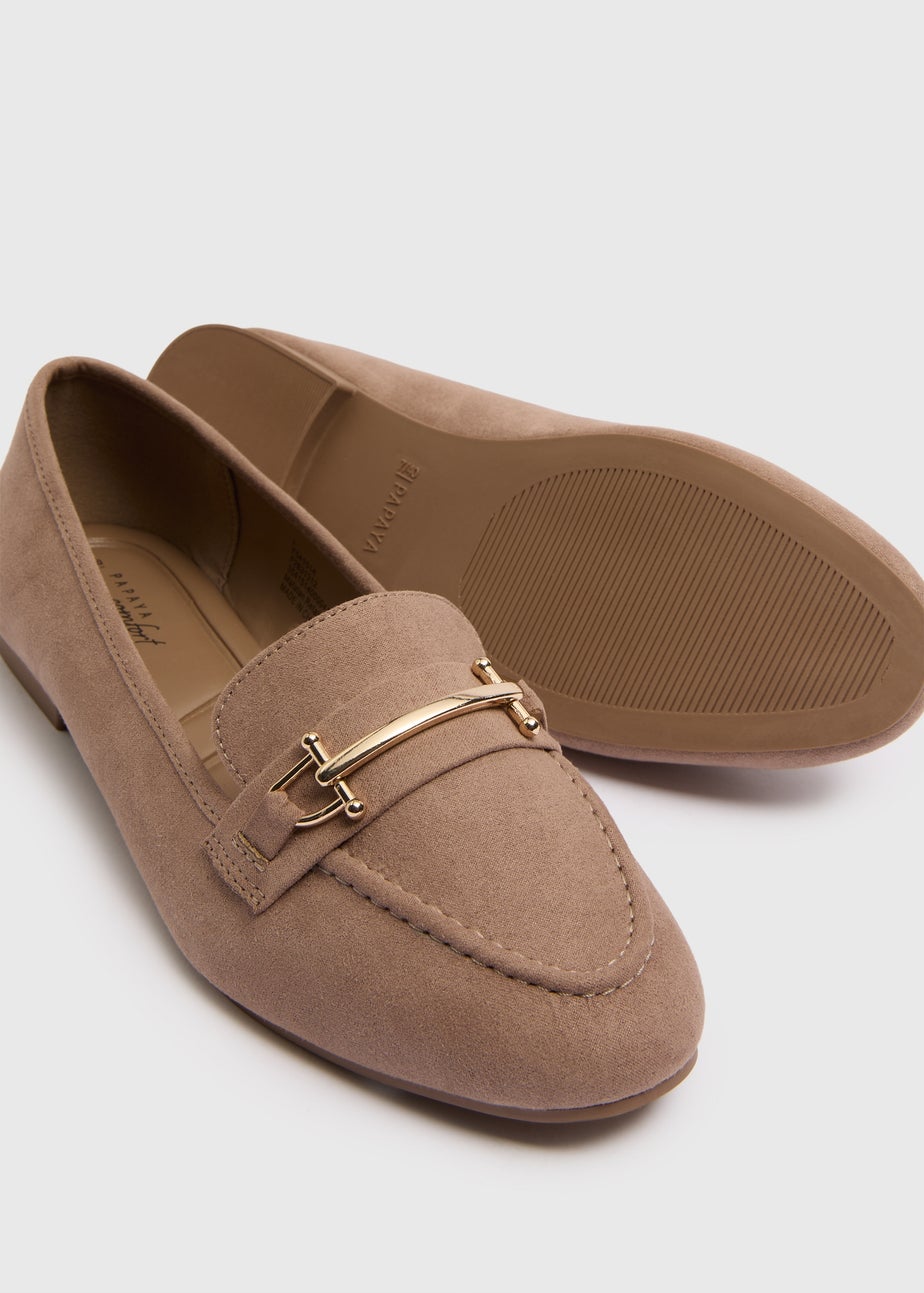 Taupe Metal Bar Loafers