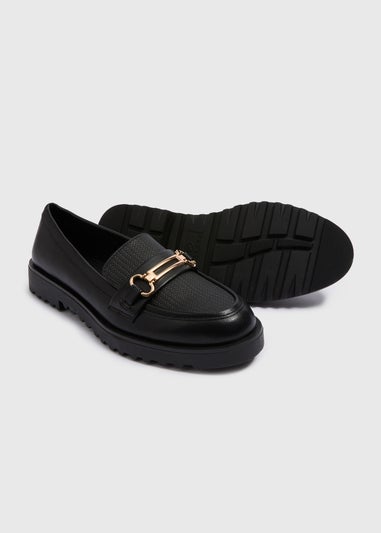 Black Chunky Weave Loafers