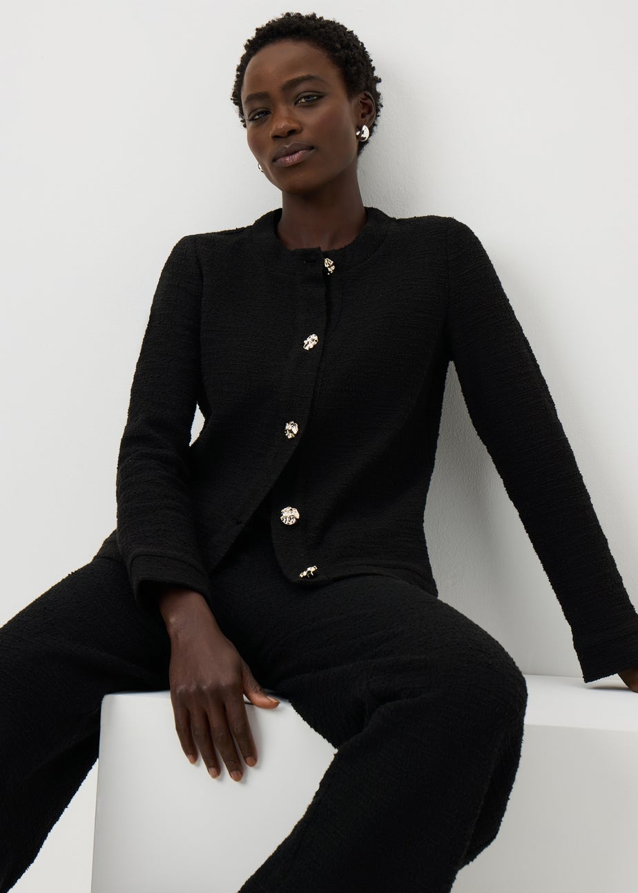 Black Boucle Button Co Ord Cardigan