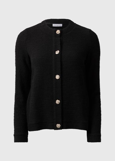 Black Boucle Button Co Ord Cardigan