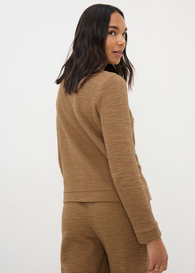 Camel Button Up Boucle Co Ord Cardigan